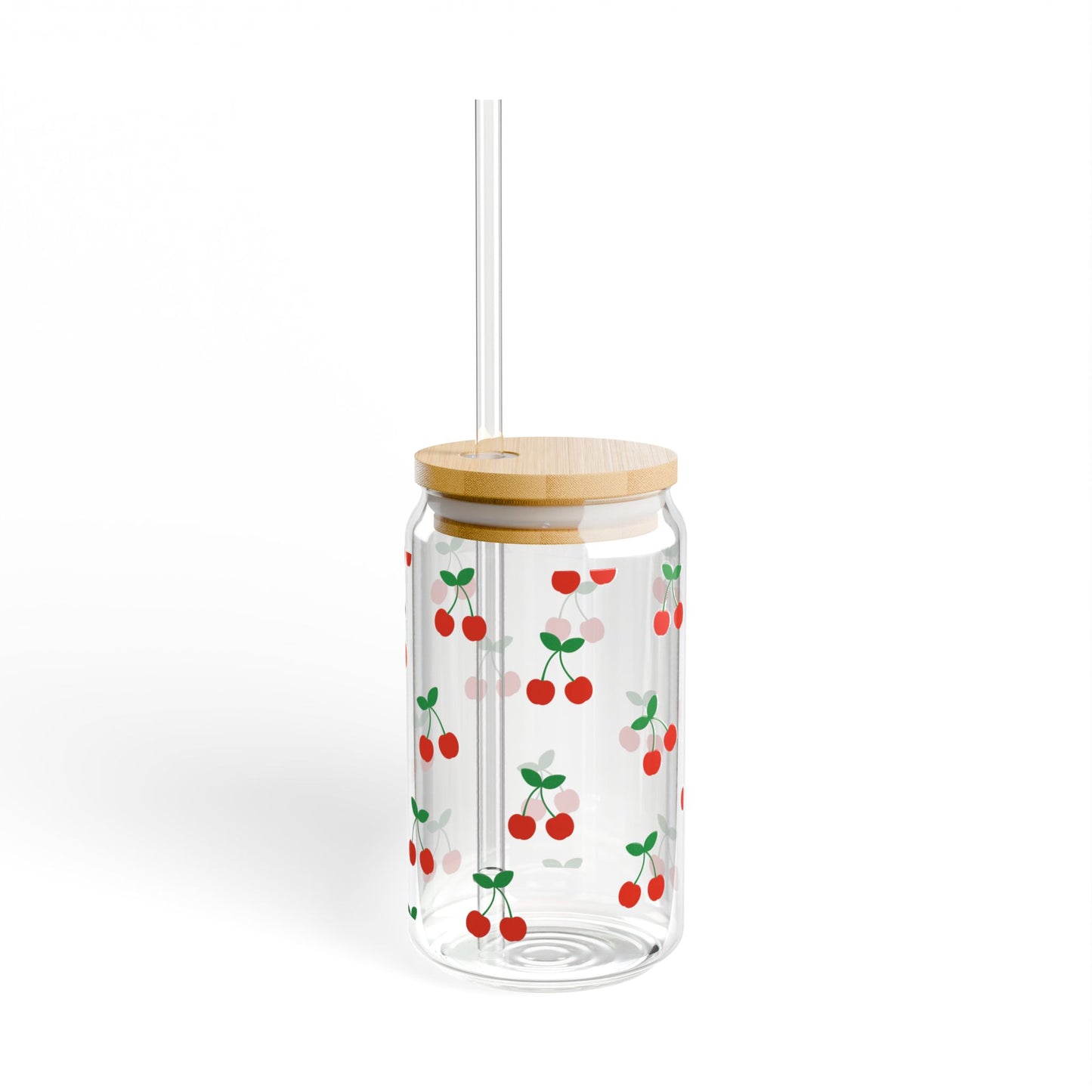 Cute Cherries Wrap Around Glass Can Sipper Glass, 16oz